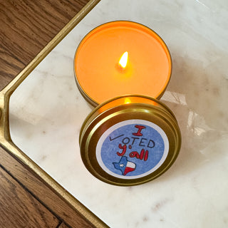 I Voted Y'all Gold Tin Candle